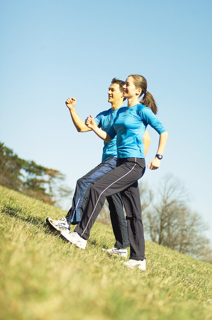 Excercising couple, people sport