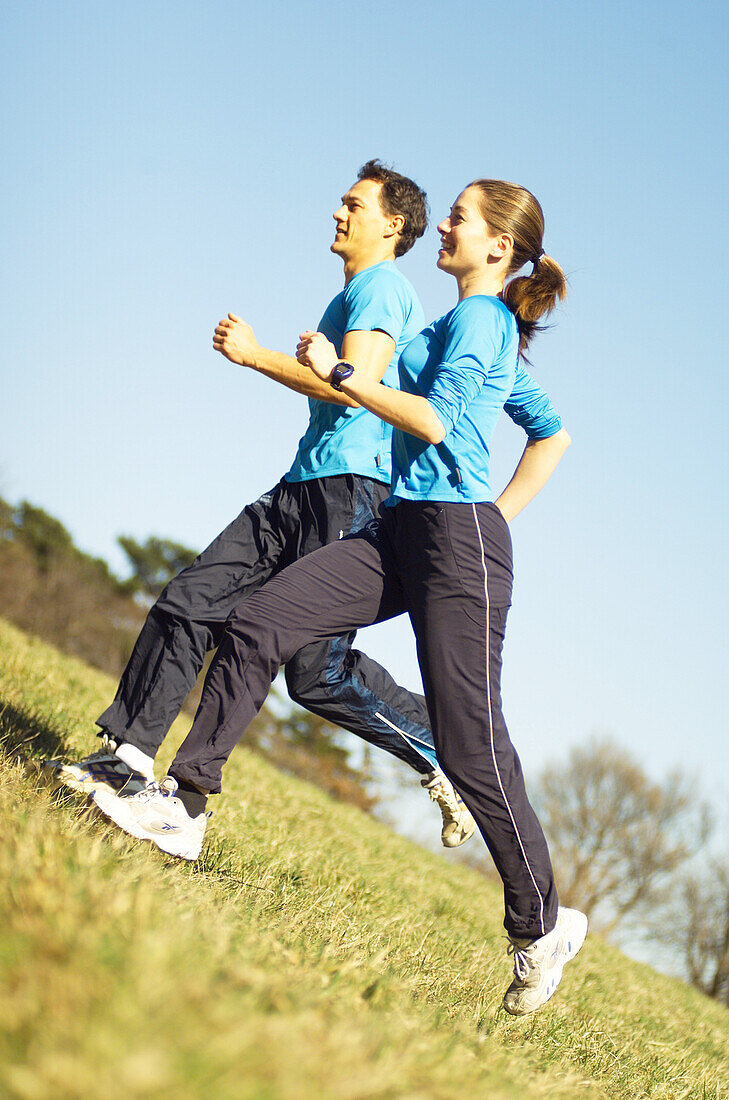 Running couple, people sport