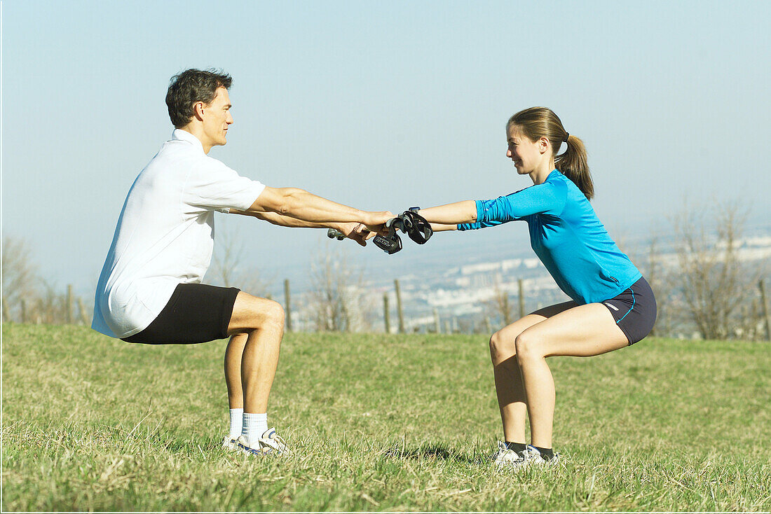 Excercising couple, people sport