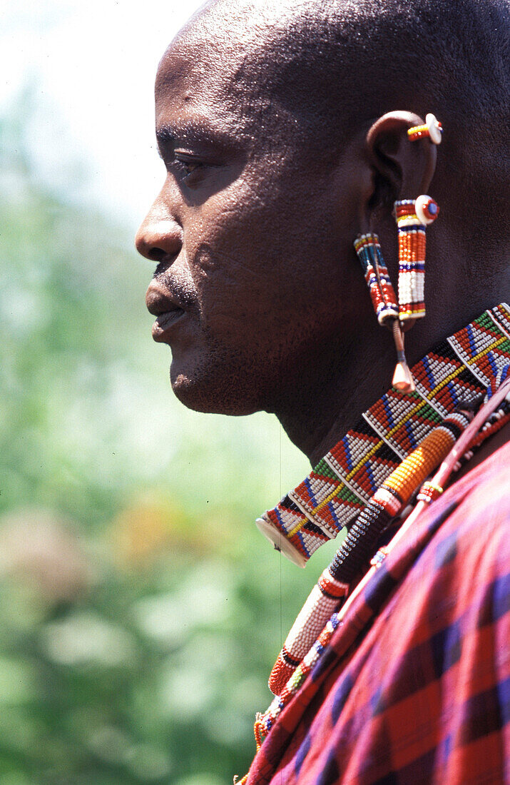 Massai in kenia, people men with jewellery