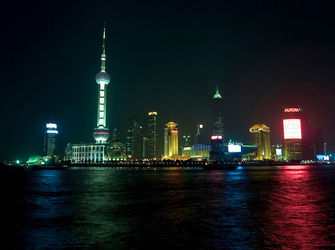 Skyline at night, Shanghai, China