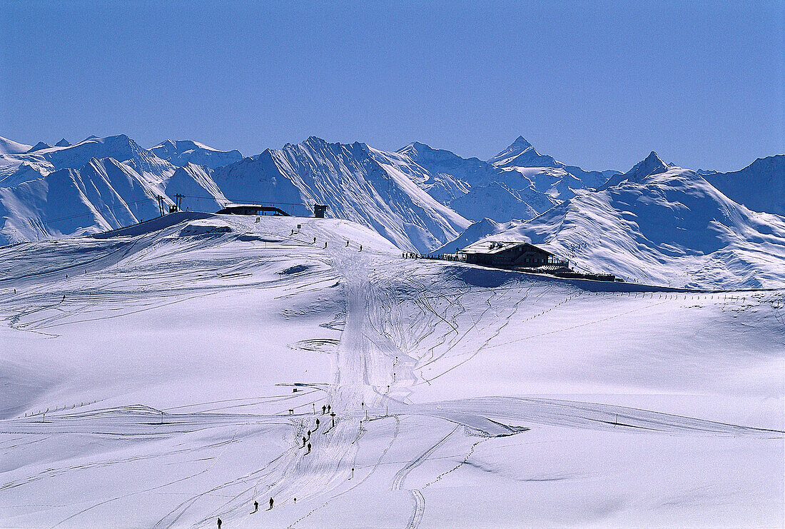 Panorama vom Alm, Skigebiet Kitzbühel, Tyrol, Österreich