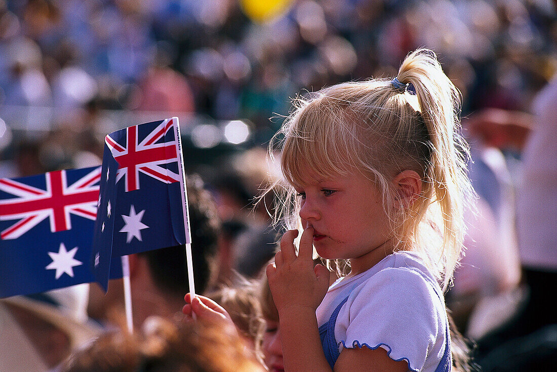 Kind mit Australienfahne, Australia Day, Sydney , NSW Australien