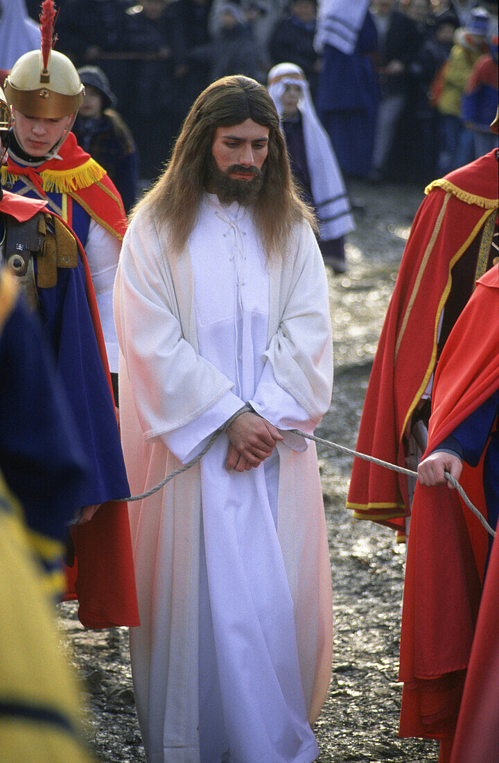 Jesus Christus, gespielt von einem Priester, die Passion Christi, Kalwaria Zebrzydowska, Krakau, Polen