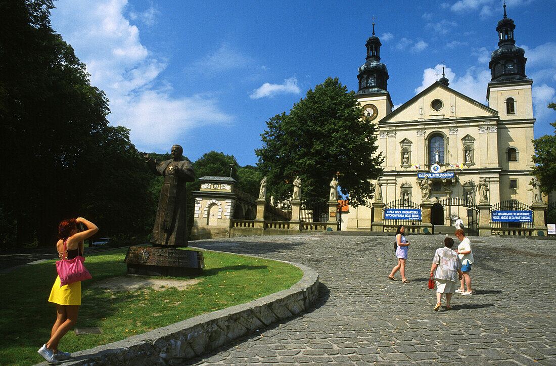 Tourists at The Paradise Square, Franciscan monastery in Kalwaria Zebrzydowska Cracow, Poland