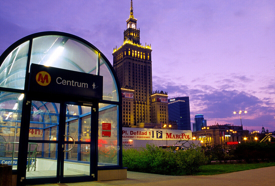 MetroStation in front of Palace of Culture & Science, Warsaw Poland
