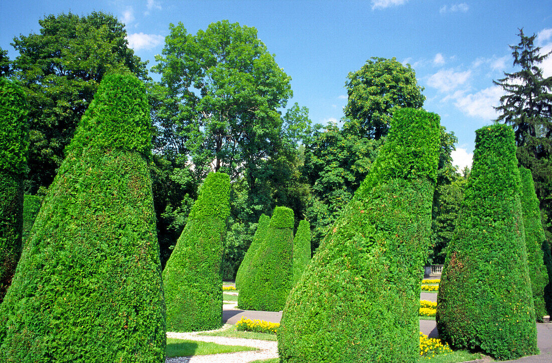 Baroque gardens in Wilanow Royal Park in Warsaw, Warsaw Poland
