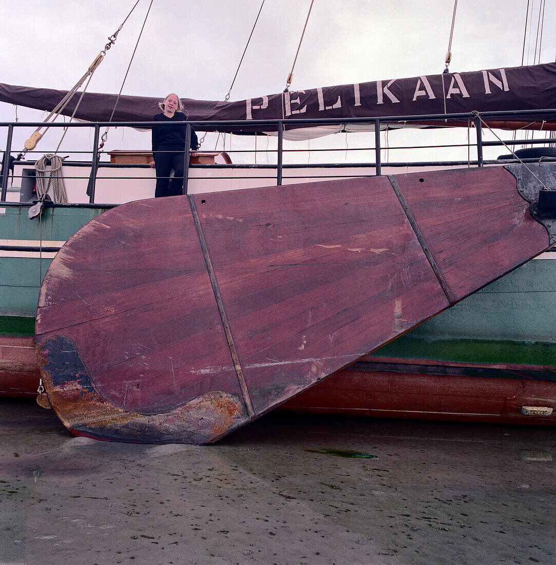 Pelikaan, Flat bottom wooden Sailboat, Ameland, Wadden Sea Netherland