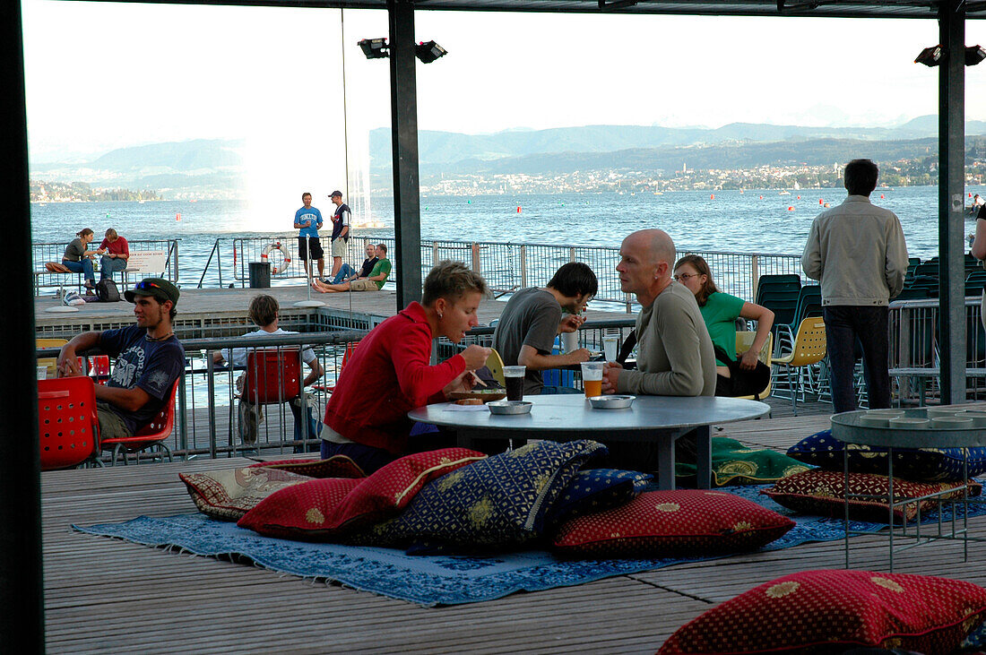 Café, Seebad Enge, Zürichsee, Zürich, Schweiz