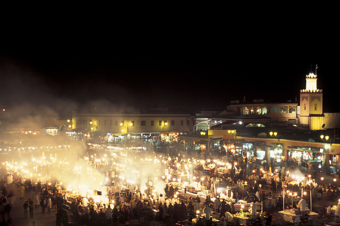 Jemaa El Fna, Djemaa el Fna Marktplatz bei Nacht, Markt, Marrakesch, Marokko