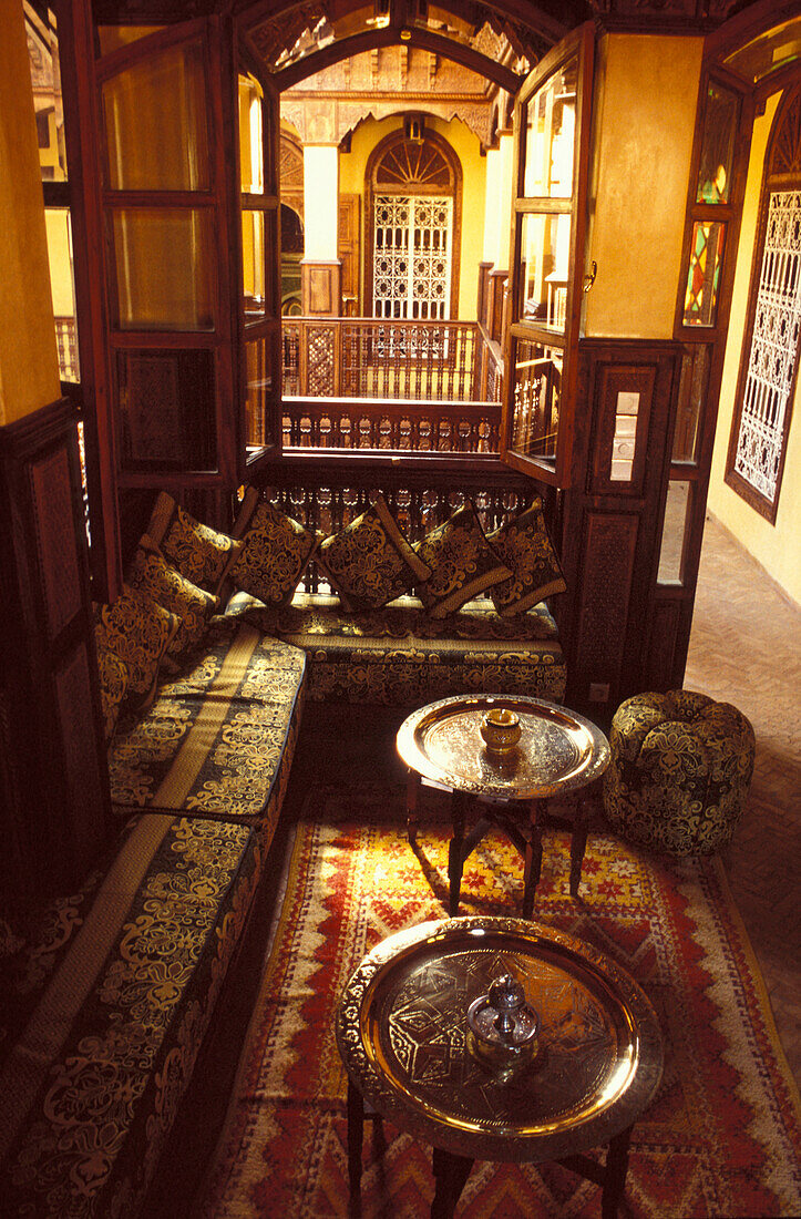 Interior view of La Sultana Hotel, Lounge, Marrakesh, Morocco