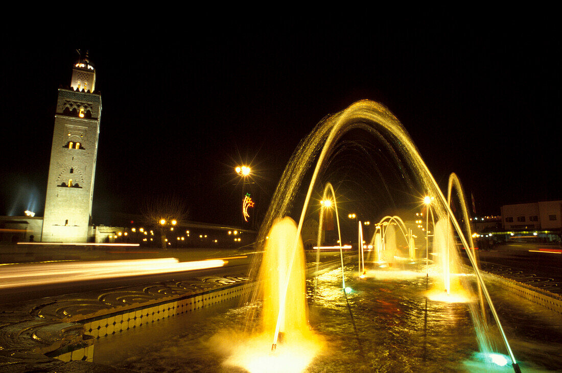 Koutoubia Mosque at night, Marrakesh, Morocco