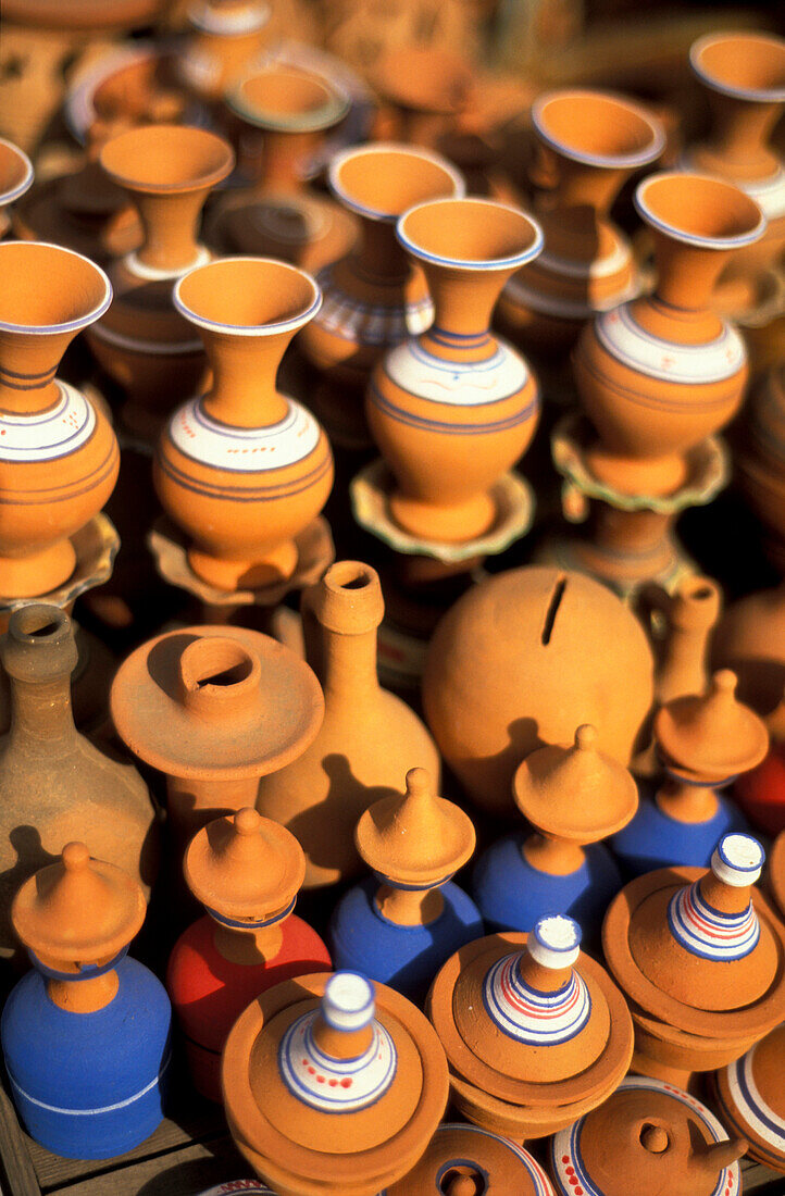 Earthenware at the pottery market, Marrakesh, Morocco, Africa