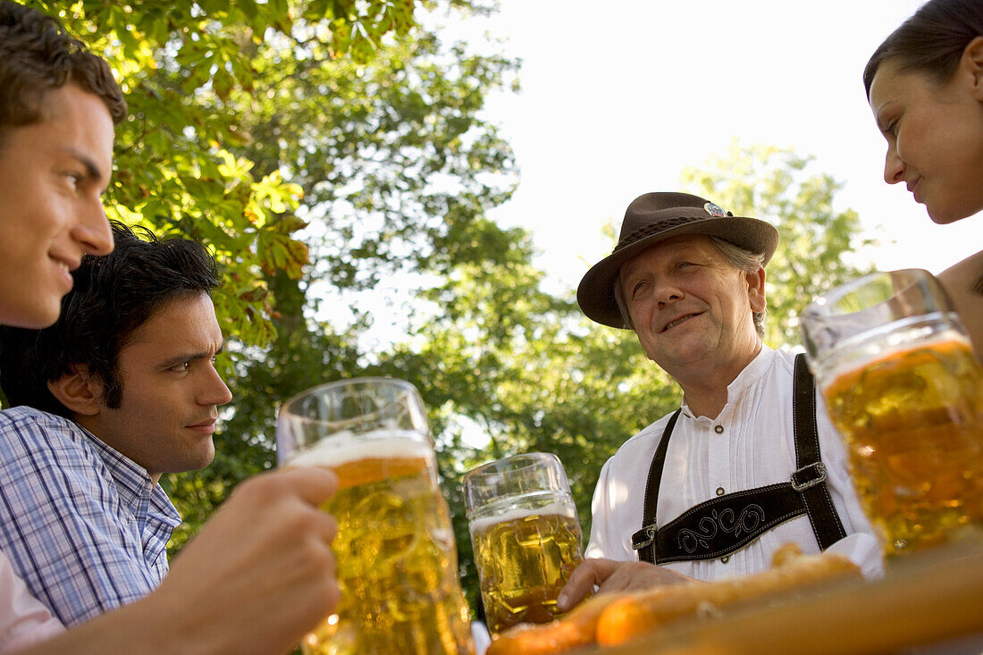 Friends in beergarden, Starnberger See Bavaria, Germany