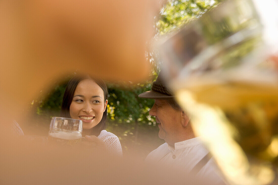 Friends in beergarden, Starnberger See Bavaria, Germany