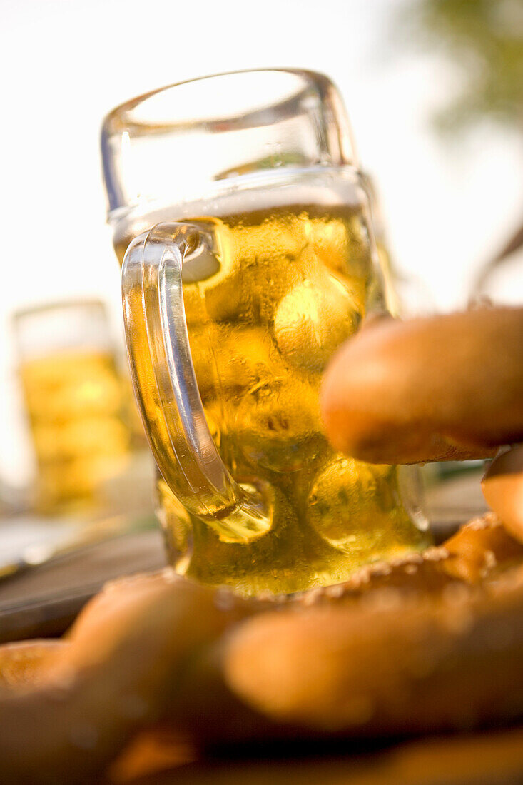 Beer glasses, Starnberger See Bavaria, Germany