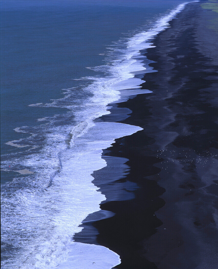 Surge at a black beach, Iceland, Europe