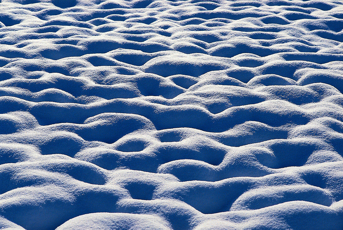 Close up of snow patterns on the ground, Winterlandscape, Bavaria, Germany