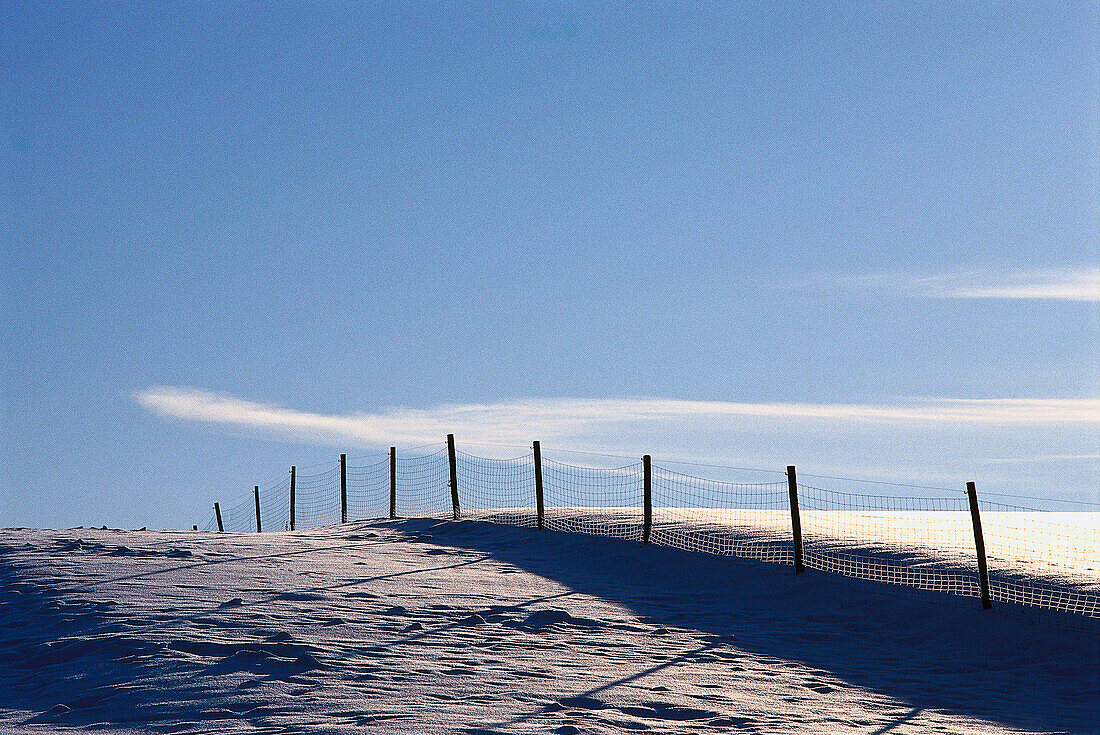 Snow-covered hill in Bavaria, Germany