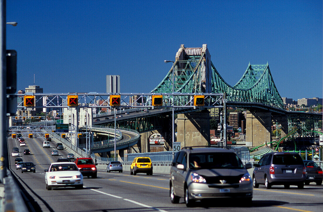 Traffic, Highway, J. Cartier Bridge, Montreal, Quebec, Canada