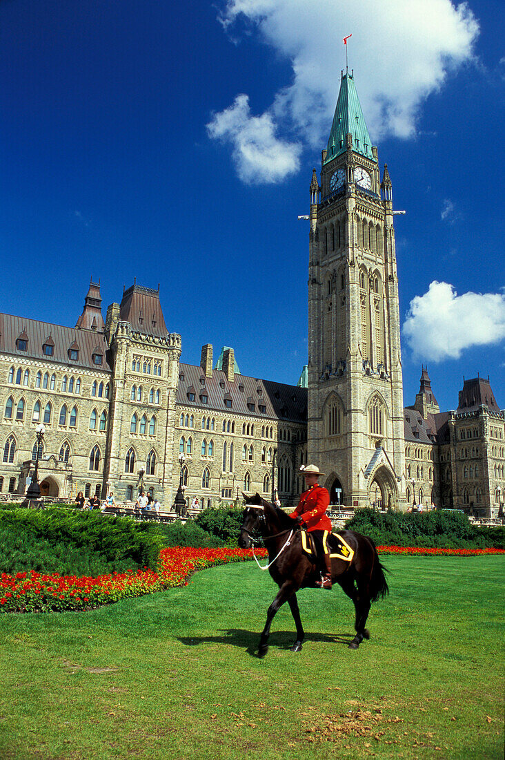 Mounted Police officer on horse, Parliament Hill, Ottawa, Ontario, Canada