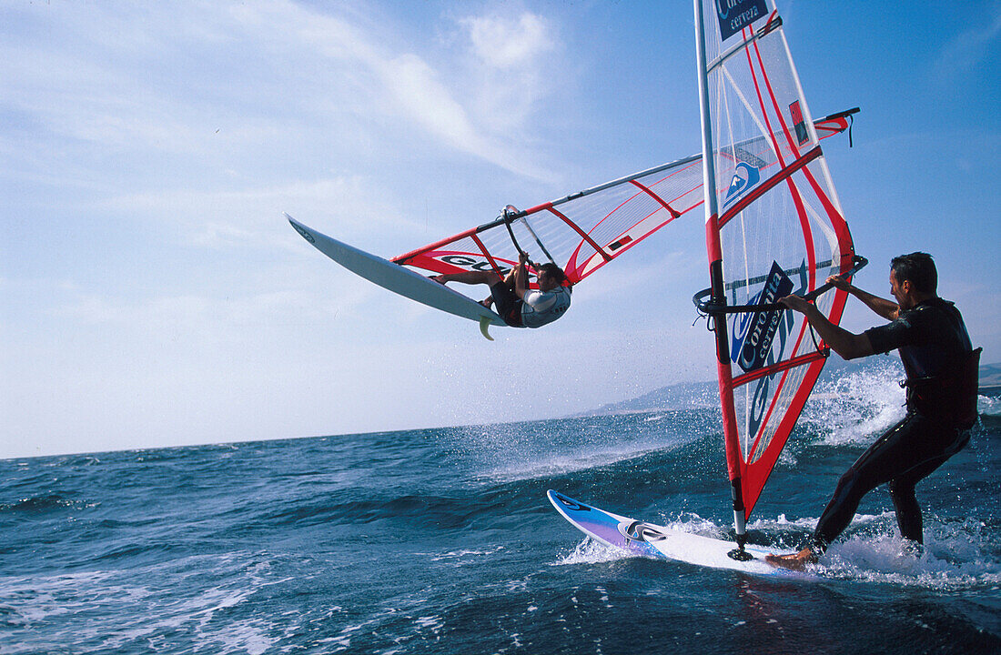 Windsurfer, Pata Negra Surfcenter, Playa Los Lances, Tarifa, Costa del Luz, Andalusien, Spanien