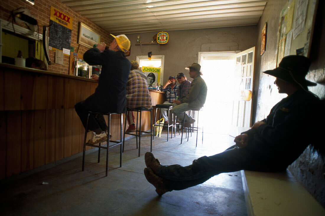 People in a Pub during daytime, Fred Brophy's Boxing Troupe, Queensland, Australia
