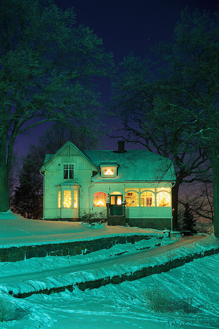 House at christmas time, Kinna, Vaestergoetland, Sweden