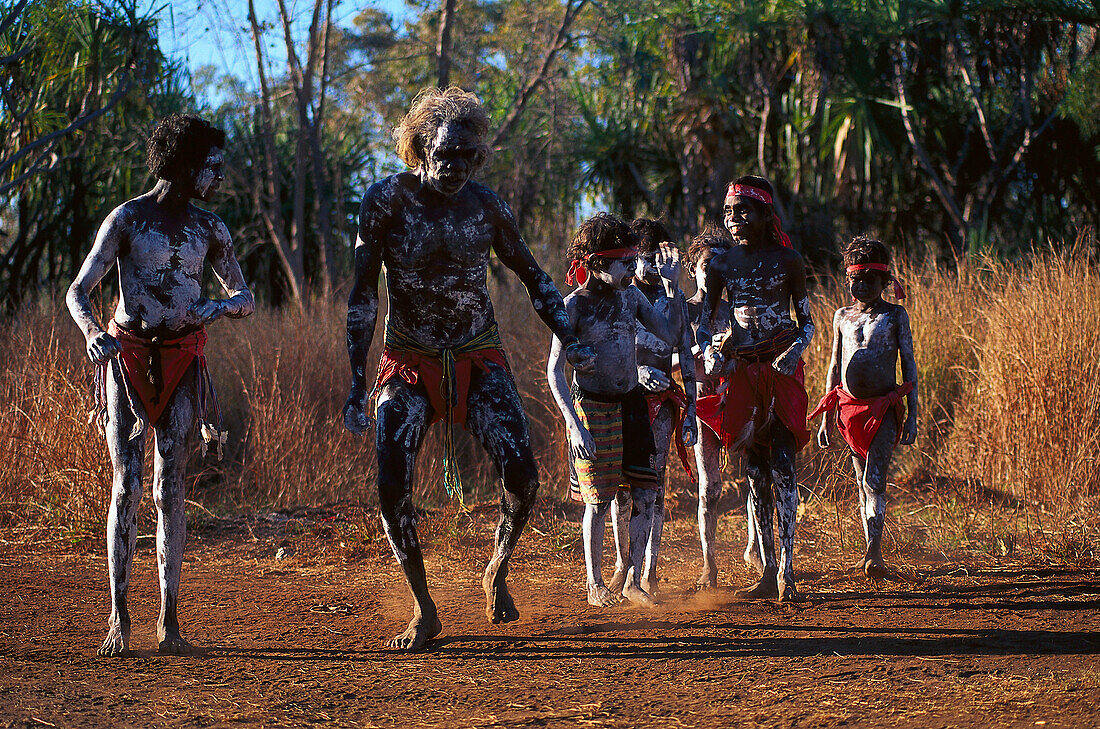 Corroborree, young dancers practicing, Weemol, Arnhernland Northern Territory, Australia