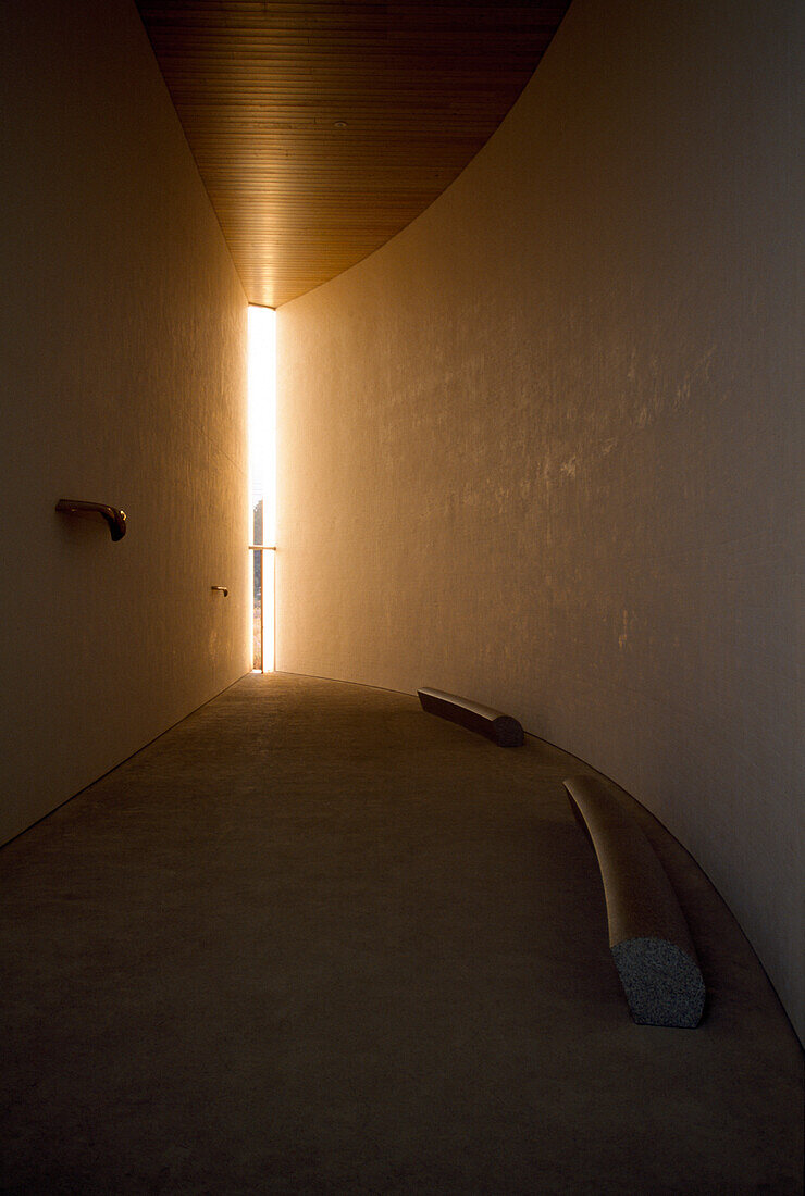 Interior view of the deserted moon room at the Museum of Contemporary Art, Nagi, Japan