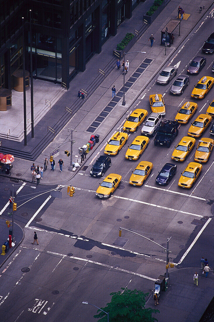 Cab traffic, Downtown Manhatten New York, USA