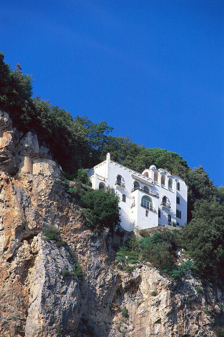 Villa of Gore Vidal under blue sky, Ravello, Amalfitana, Campania, Italy, Europe