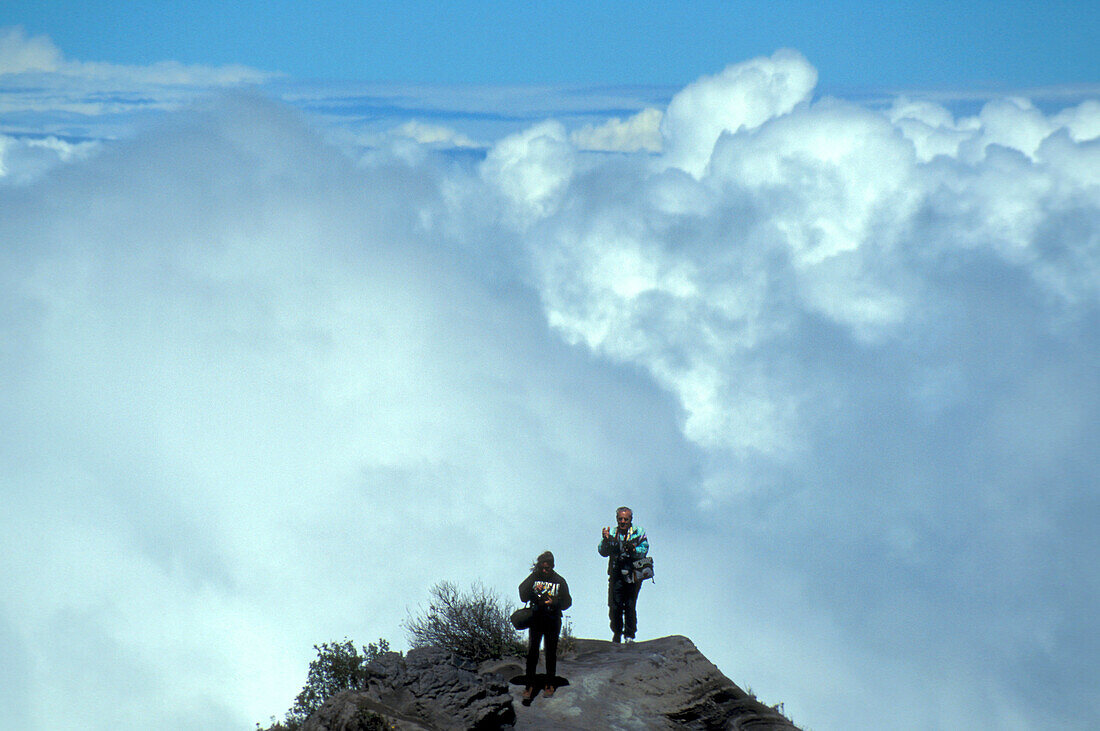 Two People on Vulkan Irazu, National Park, Cartago, Costa Rica, Caribbean, Central America