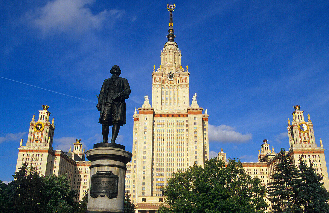 Statue in front of the university building, Moscow, Russia, Europe