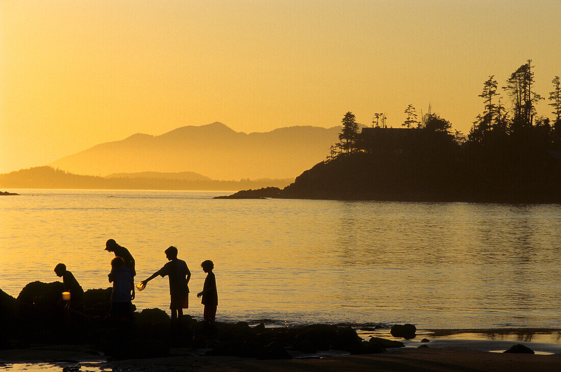 Sunset at Mac Kenzie Beach, Pacific Rim Nationalpark, Vancouver Island, British Columbia, Canada