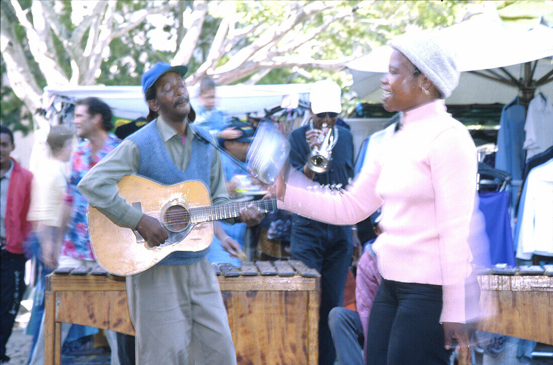 Musiksession am Green Market, Kapstadt Suedafrika