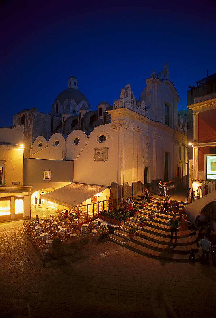 People on the main square in the evening, Piazetta Umberto I, Capri, Campania, Italy