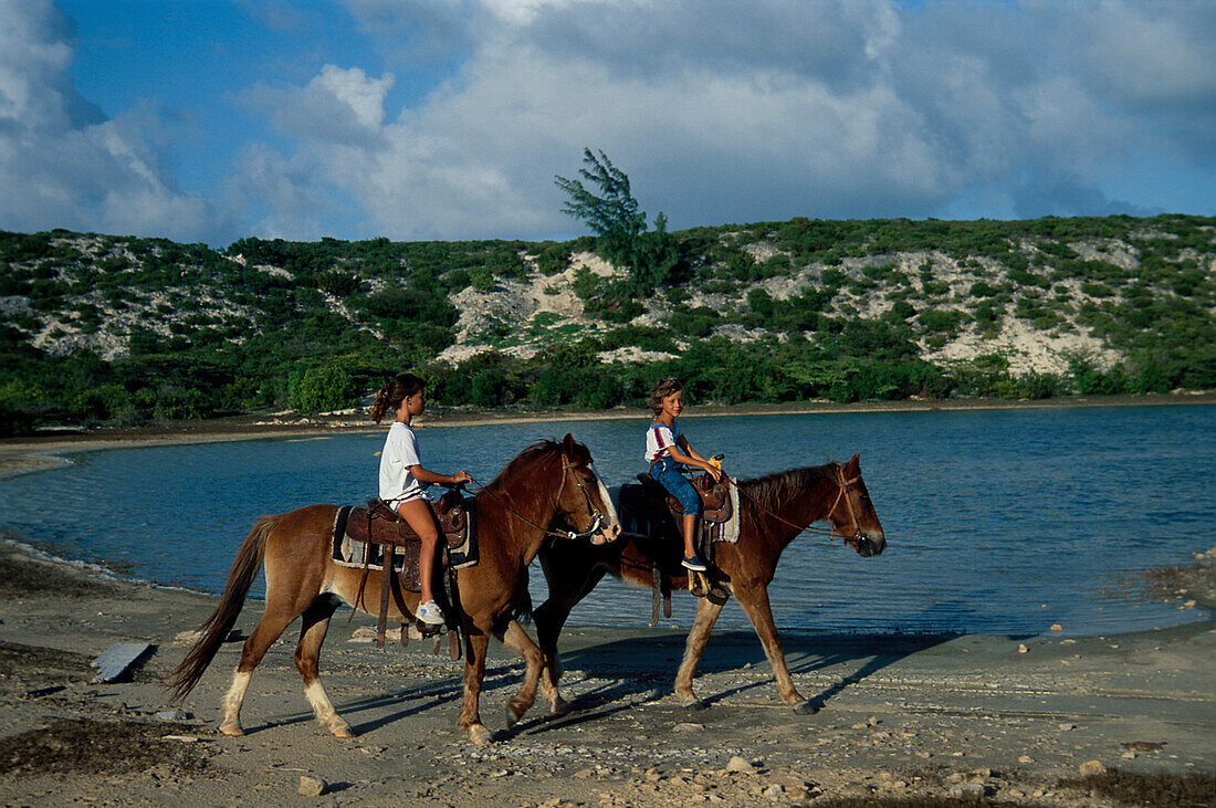 Reiten am Strand, Insel Salt Cay, Turks& Caicos Islands, Karibik