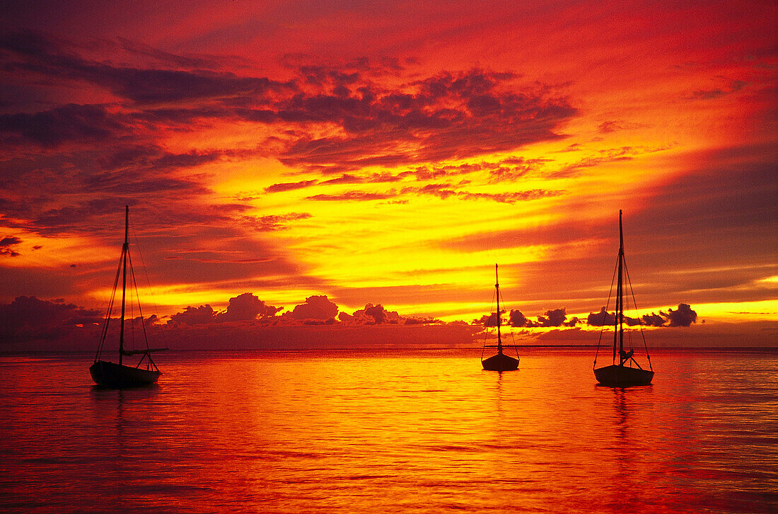 Sunset over the sea, Bayahibe, South coast, Dominican Republic, Caribbean, America