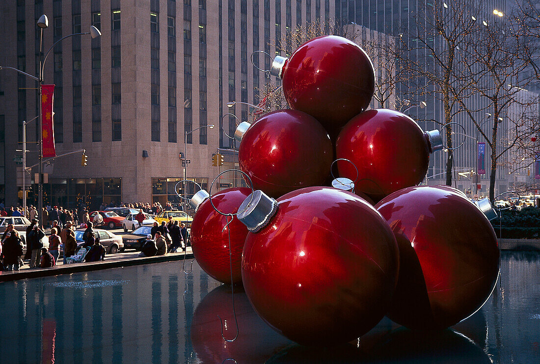 Weihnachtsdeko, 6th Avenue, Manhattan, New York City, USA