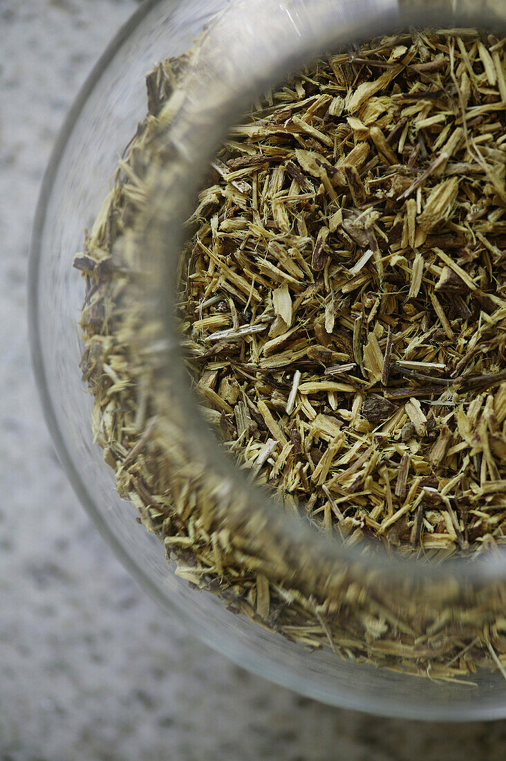 Dried herbs in a glas bowl