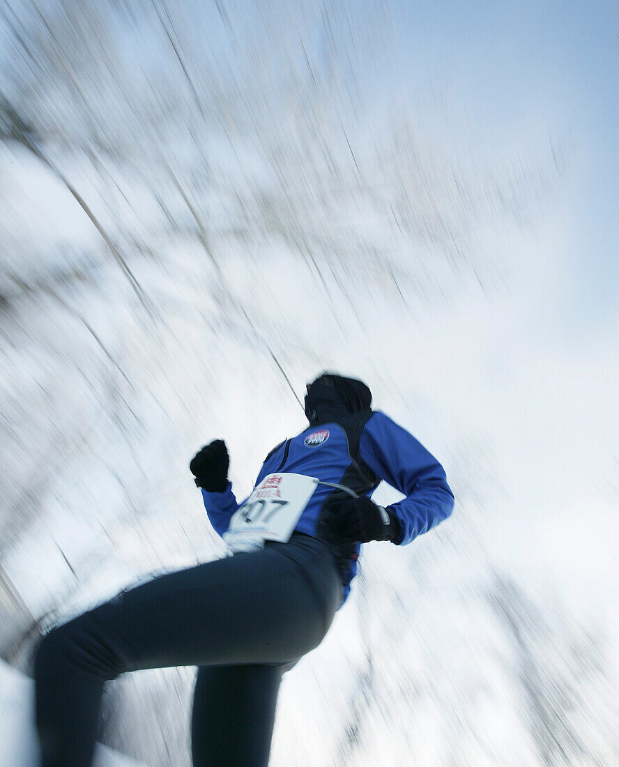 Runner at Ice Marathon in Omsk, Sibiria, Russia