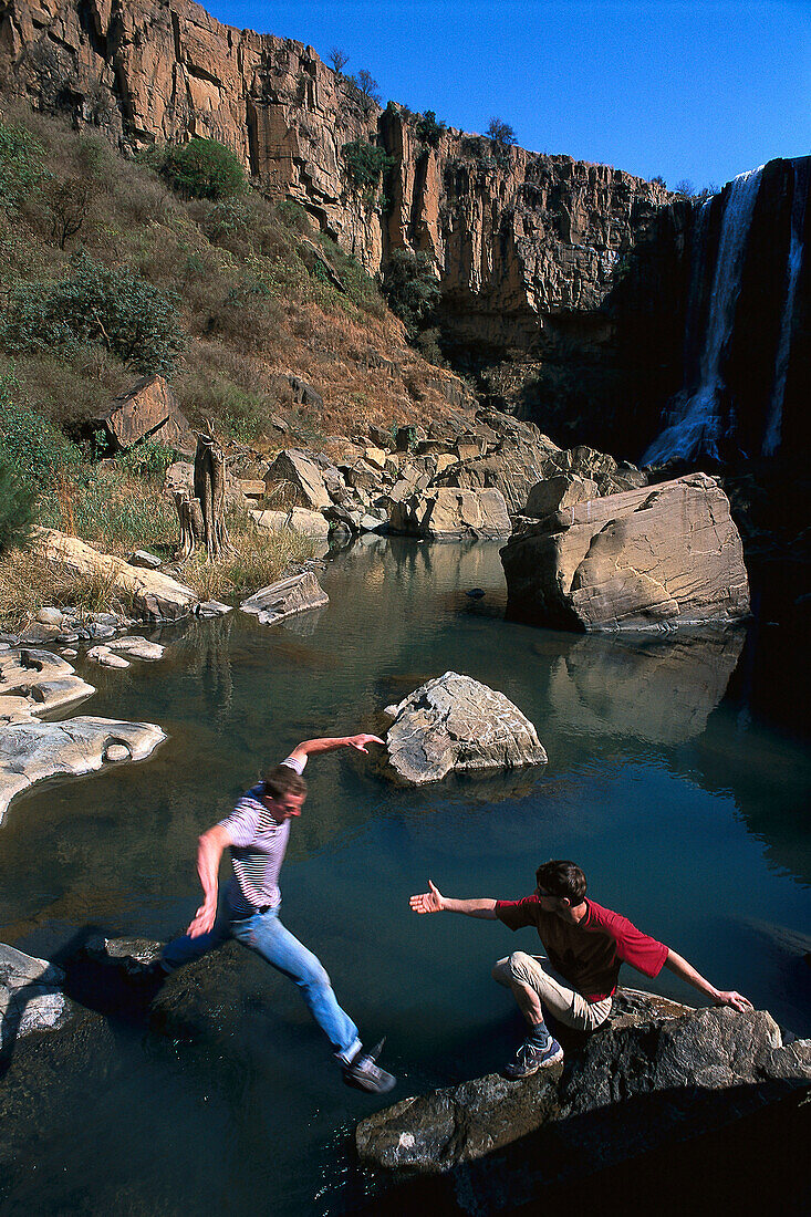 Crossing a River, Helping Hand, Waterfall South Africa