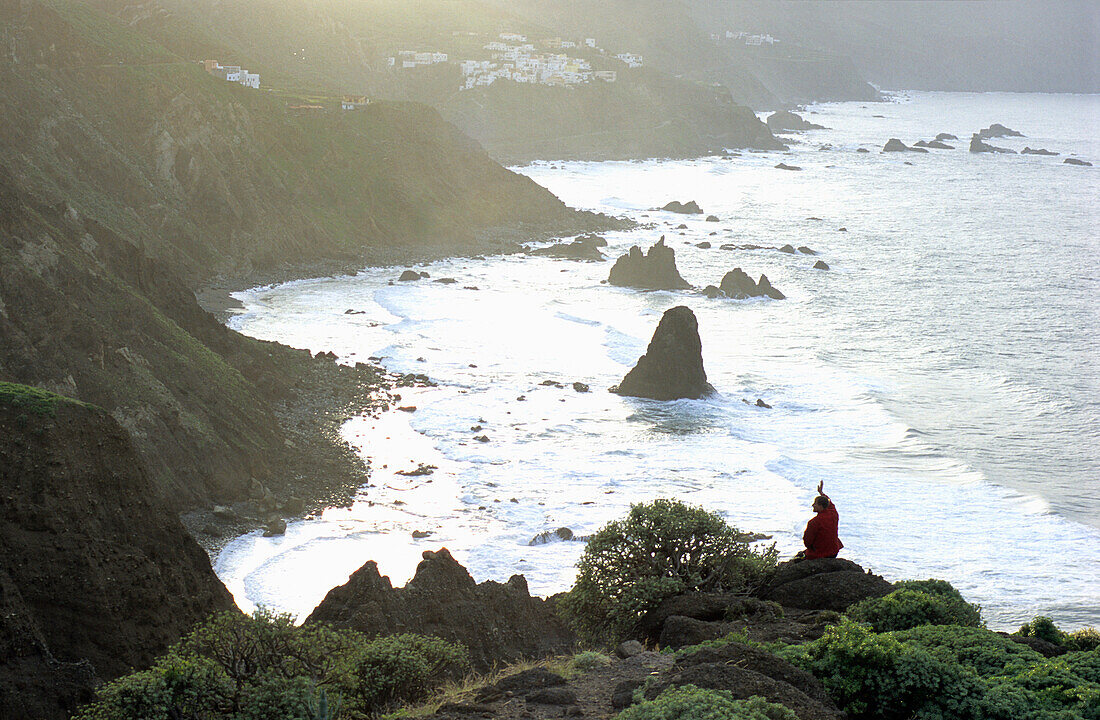 View of the coast at Taganana, Anaga Mountains, Tenerife, Canary Islands, Spain