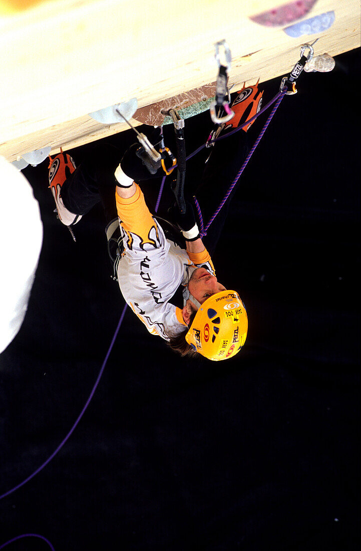 Ice climbing-competition, March 2004, Canmore, Canada, Harald Berger