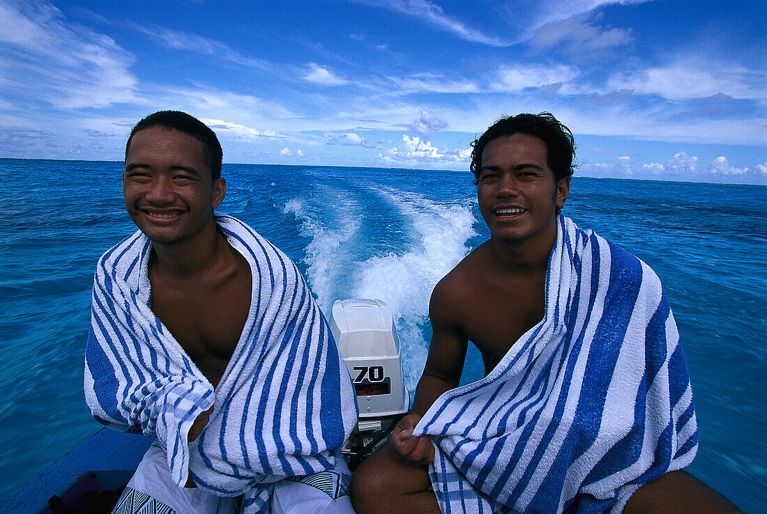 Boys with Towels, Bora Bora French Polynesia