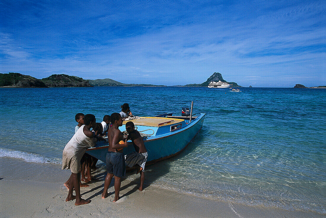 Boat at Navotua Village, Blue Laggon Cruise Nacula Island, Yasawa, Fiji