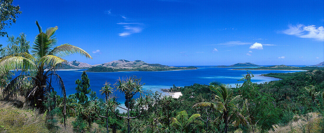 Blick vom Hügel oberhalb des Turtle Island Resort, Turtle Island, Yasawa Inselgruppe, Fidschi-Inseln, Südpazifik