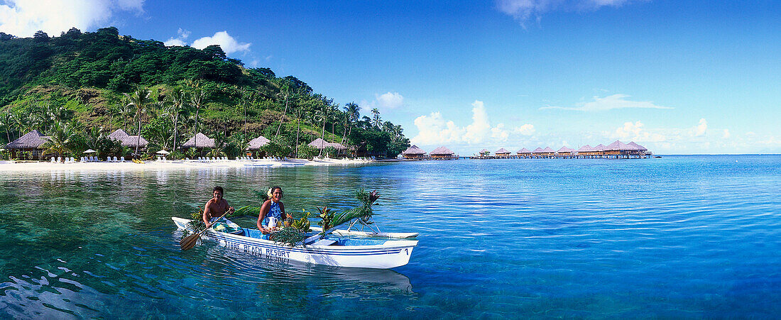 Canoe Breakfast at Te Tiare Beach Resort, Huahine, French Polynesia, South Pacific