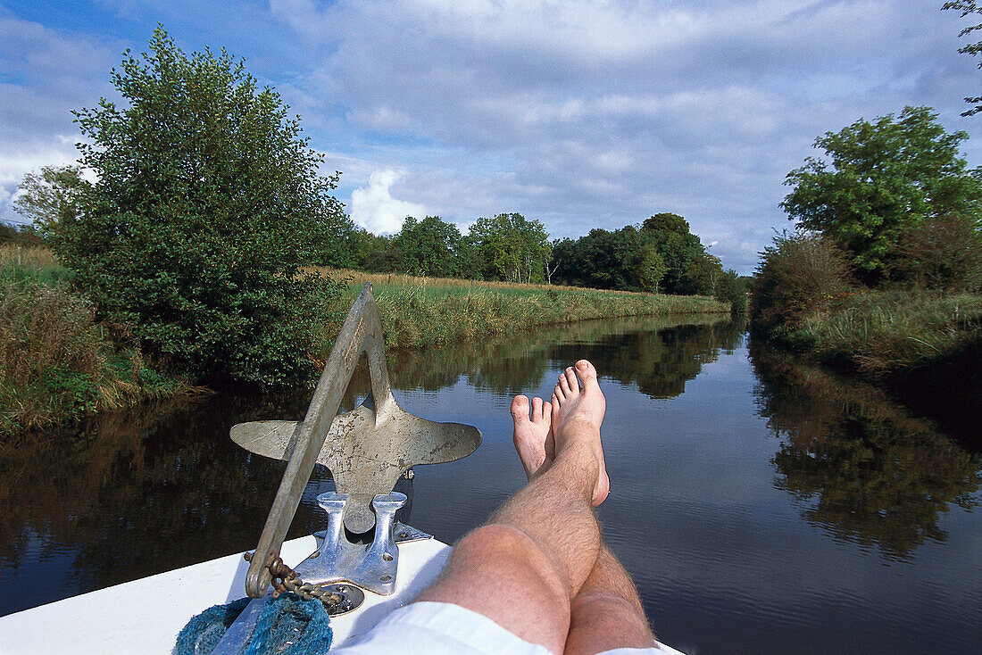 Relaxing on Kilkenny Bow, Carrick Craft Shannon-Erne Waterway, Ireland